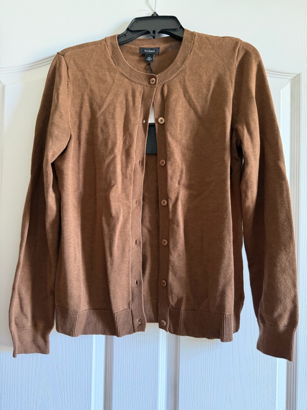 Halogen Rich Cognac Brown Knit Button Cardigan